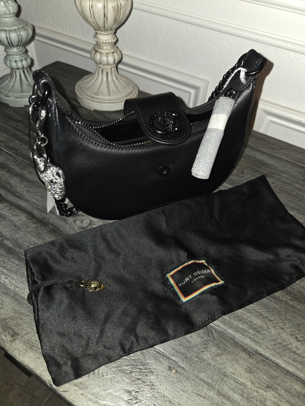 Kurt Geiger Black Leather Shoulder/crossbody Bag